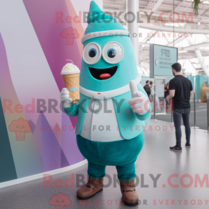 Teal Ice Cream Cone mascot...