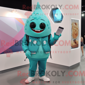 Teal Ice Cream Cone mascot...