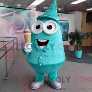 Teal Ice Cream Cone mascot...