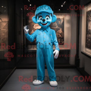Cyan Mime mascot costume...