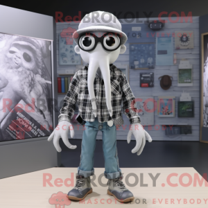 Silver Squid mascot costume...