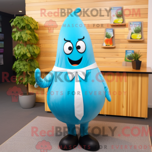 Cyan Pear mascot costume...