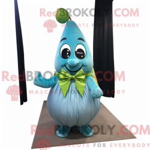 Cyan Pear mascot costume...