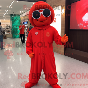 Red Dim Sum mascot costume...