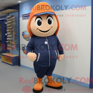 Navy Apricot mascot costume...