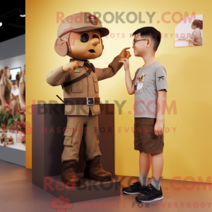 Brown Army Soldier mascot...