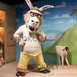 Cream Donkey mascot costume...