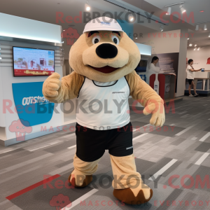 Beige Beaver maskot kostume...