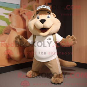 Beige Beaver mascot costume...