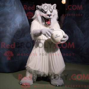 Hvid varulv maskot kostume...