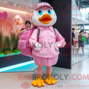 Pink Duck mascot costume...