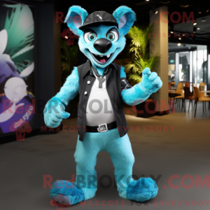 Cyan Lemur maskot drakt...