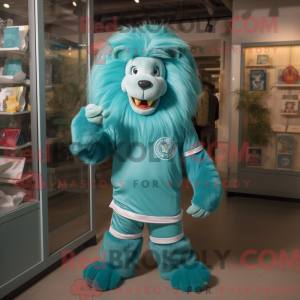 Turquoise Lion mascot...