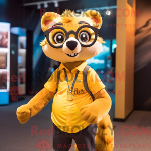 Gold Weasel mascot costume...