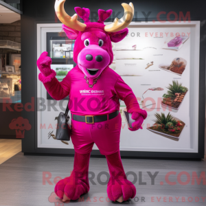 Magenta Elk-mascottekostuum...