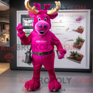 Magenta Elk maskot kostume...