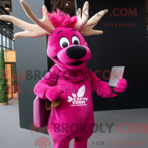 Magenta Elk mascot costume...