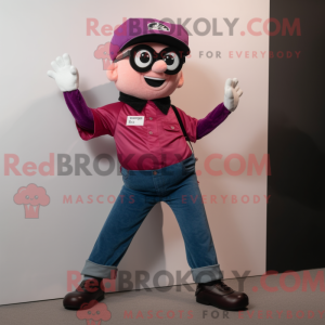 Magenta Mime maskot kostume...