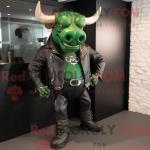 Green Bull mascot costume...