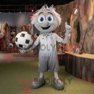 Sølv fodbold maskot kostume...