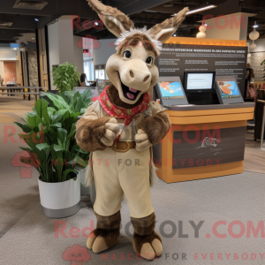 Tan Donkey mascot costume...