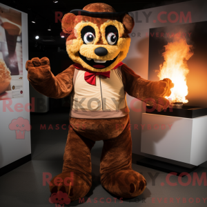 Brun Fire Eater maskot...