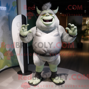 Silver Ogre mascot costume...