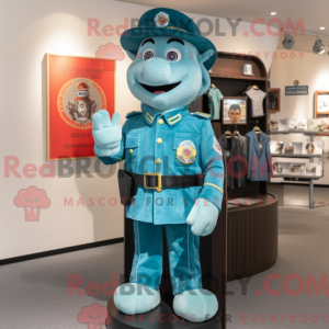 Cyan Fire Fighter mascot...