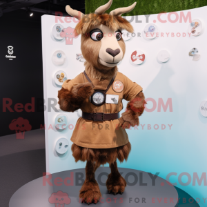 Brown Goat mascot costume...