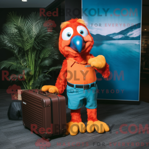 Orange Macaw maskot kostume...