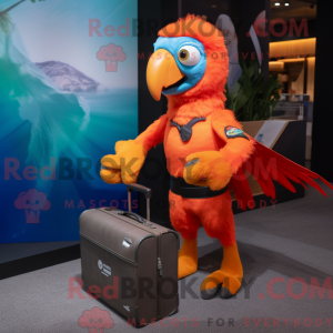 Orange Macaw maskot kostume...