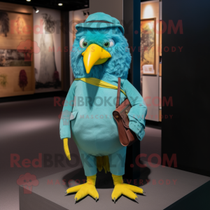 Cyan Canary maskot drakt...