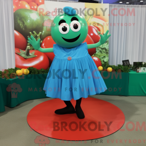 Cyan tomat maskot kostume...