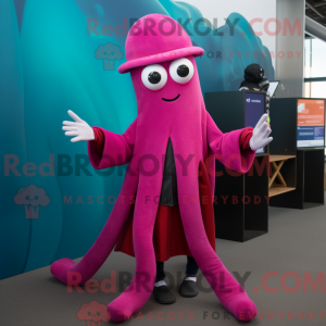 Magenta blæksprutte maskot...