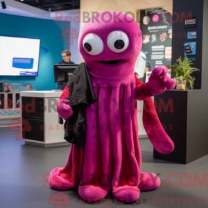 Magenta Squid Maskottchen...