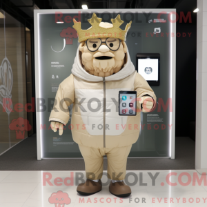 Beige King mascot costume...