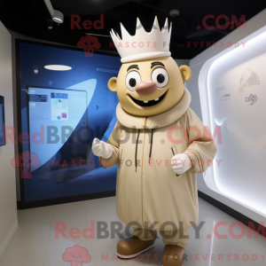 Beige King mascot costume...