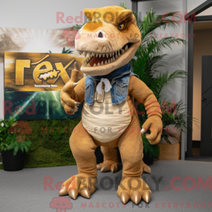 Tan T Rex mascottekostuum...