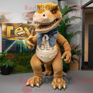 Tan T Rex maskotdraktfigur...