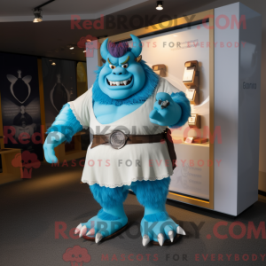 Cyan Ogre maskot kostume...