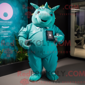 Teal Rhinoceros mascot...