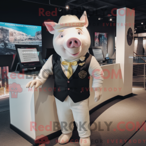 Cream Pig mascot costume...