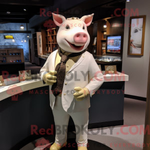 Cream Pig maskot kostume...