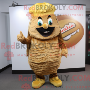 Gold Falafel mascot costume...