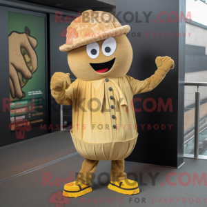 Gold Falafel mascot costume...