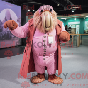 Pink Walrus maskot kostume...