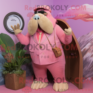 Pink Walrus mascot costume...