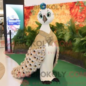 Beige Peacock maskot...