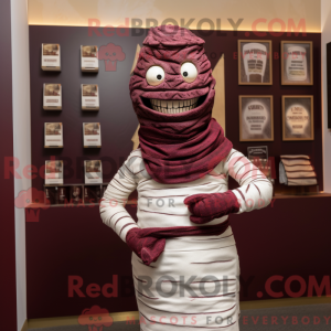 Maroon Mummy mascot costume...