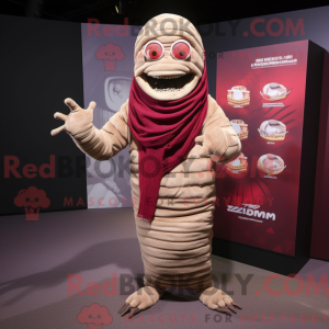 Maroon Mummy mascot costume...